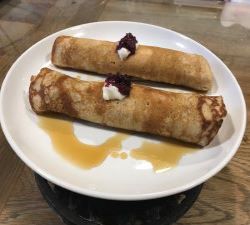 rolled pancakes filled with apple