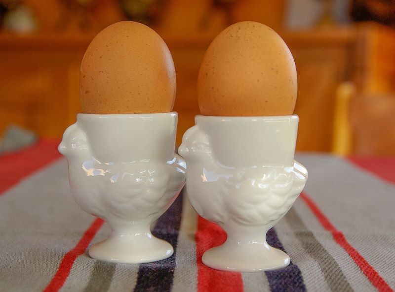 boiled eggs with egg cups